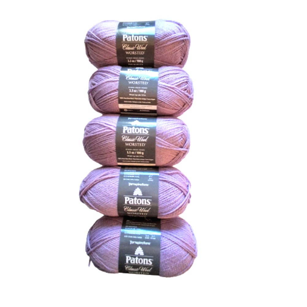Patons Classic Wool Worsted Yarn - Misty Lavender, 5 Skeins